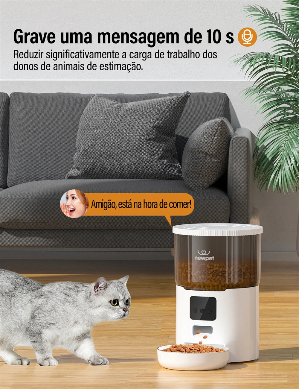 Comedouro Automático Inteligente Wi-Fi com Câmera para Cães e Gatos - Petsperto