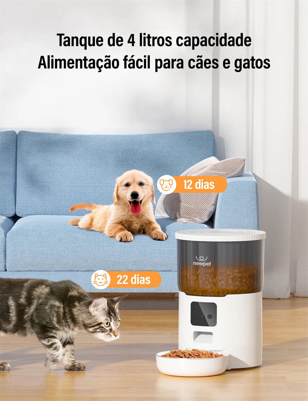 Comedouro Automático Inteligente Wi-Fi com Câmera para Cães e Gatos - Petsperto