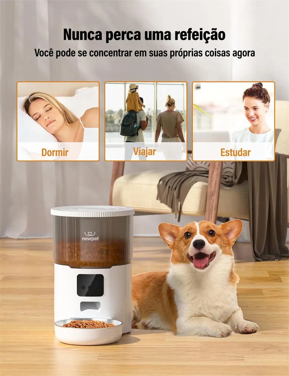 Comedouro Automático Inteligente Wi-Fi com Câmera para Cães e Gatos - Petsperto