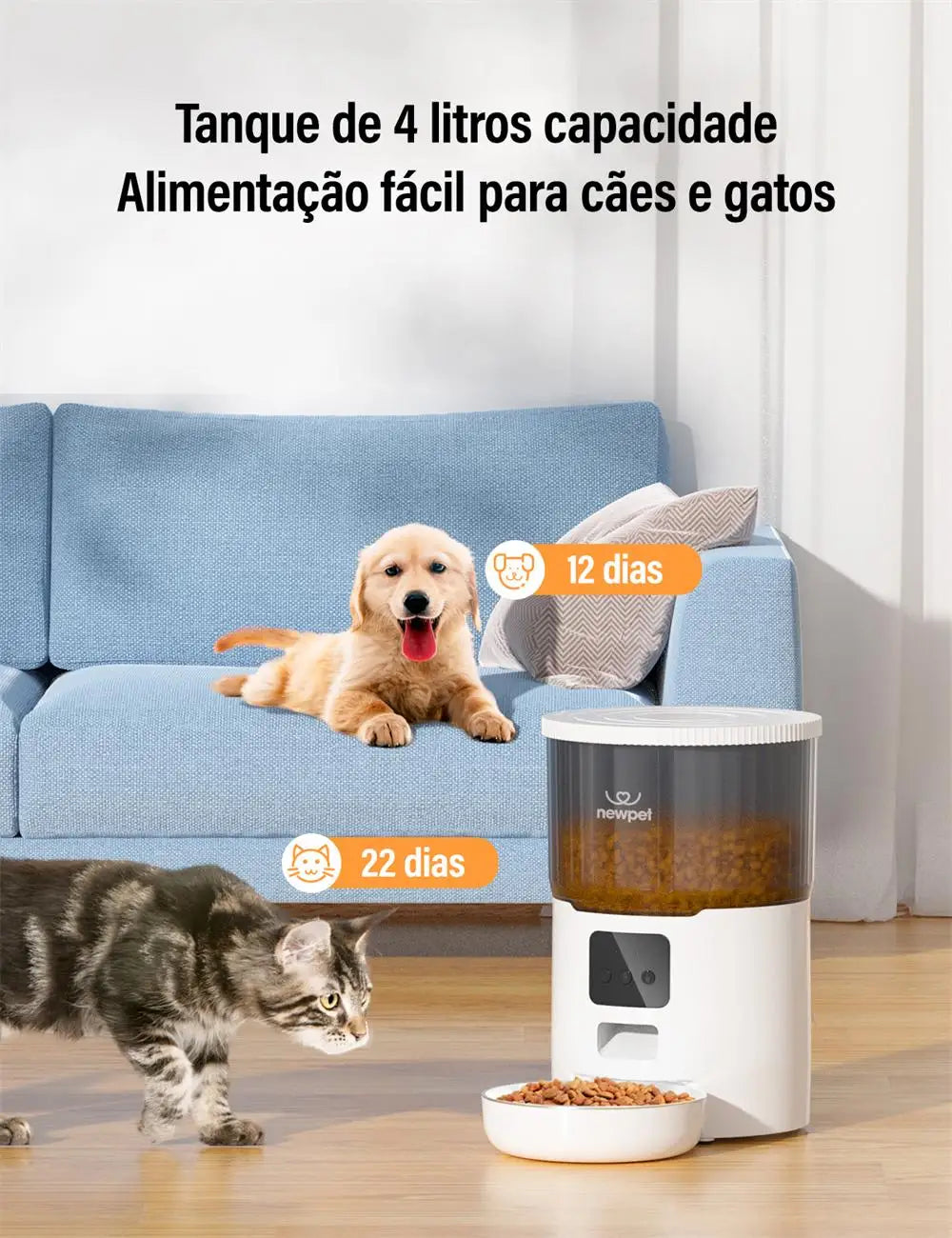 Comedouro Automático Inteligente Wi-Fi com Câmera para Cães e Gatos - Petsperto