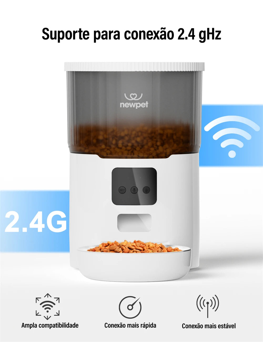 Comedouro Automático Inteligente Wi-Fi com Câmera para Cães e Gatos - Petsperto